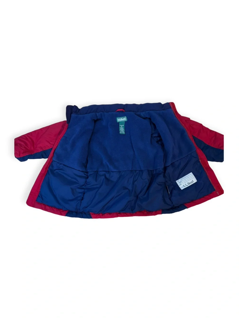 L.L. Bean Boy’s Thinsulate Parka Red/Navy Full Zip Size 4T Hidden Hood